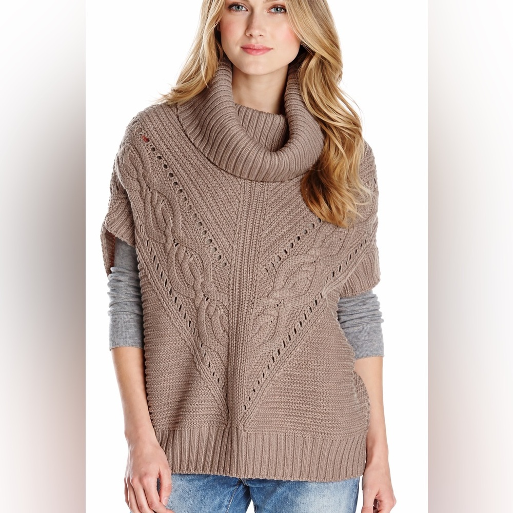 Trina Turk Women's Amarisa Cowl Neck Cable Sweater Merino Wool Shrug Layering